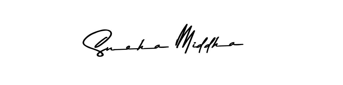 How to make Sneha Middha name signature. Use Asem Kandis PERSONAL USE style for creating short signs online. This is the latest handwritten sign. Sneha Middha signature style 9 images and pictures png