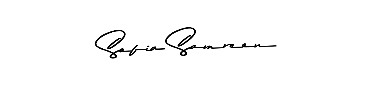 How to make Sofia Samreen name signature. Use Asem Kandis PERSONAL USE style for creating short signs online. This is the latest handwritten sign. Sofia Samreen signature style 9 images and pictures png