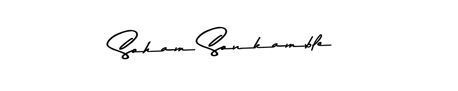 Create a beautiful signature design for name Soham Sonkamble. With this signature (Asem Kandis PERSONAL USE) fonts, you can make a handwritten signature for free. Soham Sonkamble signature style 9 images and pictures png