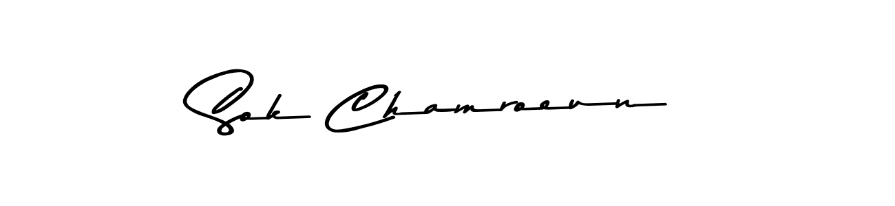 How to make Sok Chamroeun name signature. Use Asem Kandis PERSONAL USE style for creating short signs online. This is the latest handwritten sign. Sok Chamroeun signature style 9 images and pictures png