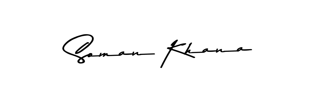 Make a beautiful signature design for name Soman Khana. With this signature (Asem Kandis PERSONAL USE) style, you can create a handwritten signature for free. Soman Khana signature style 9 images and pictures png