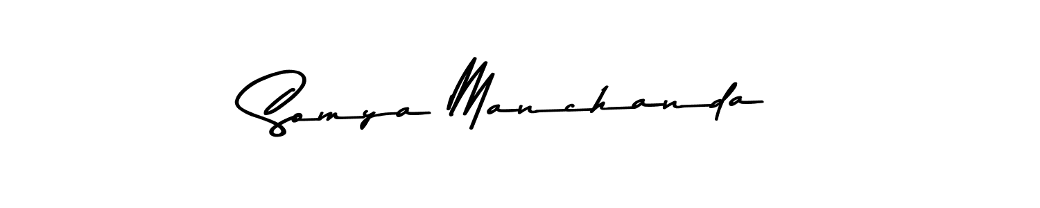 Create a beautiful signature design for name Somya Manchanda. With this signature (Asem Kandis PERSONAL USE) fonts, you can make a handwritten signature for free. Somya Manchanda signature style 9 images and pictures png