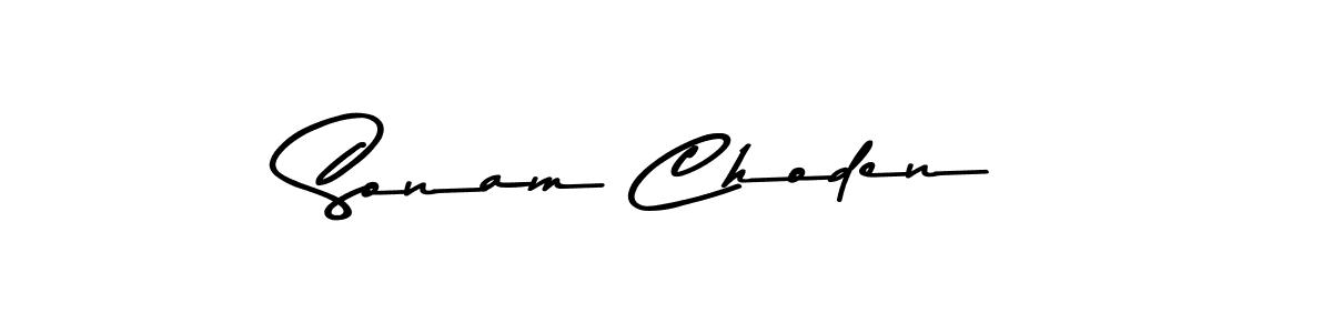 How to make Sonam Choden name signature. Use Asem Kandis PERSONAL USE style for creating short signs online. This is the latest handwritten sign. Sonam Choden signature style 9 images and pictures png