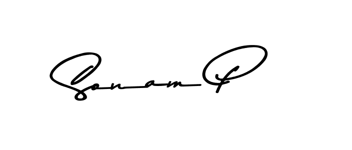 How to make Sonam P name signature. Use Asem Kandis PERSONAL USE style for creating short signs online. This is the latest handwritten sign. Sonam P signature style 9 images and pictures png