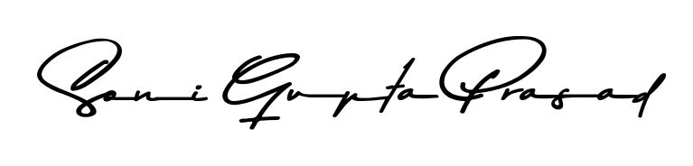 A stylish, flowing autograph style designed for name Soni Gupta Prasad using Asem Kandis PERSONAL USE typography. Perfect for digital creative projects. Soni Gupta Prasad signature style 9 images and pictures png