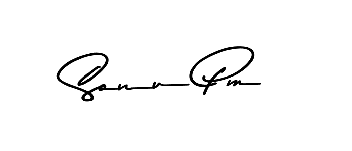 How to make Sonu Pm name signature. Use Asem Kandis PERSONAL USE style for creating short signs online. This is the latest handwritten sign. Sonu Pm signature style 9 images and pictures png