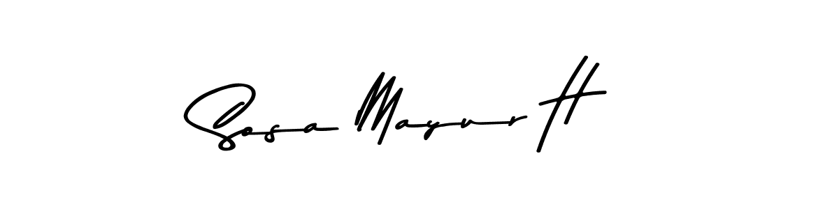 The best way (Asem Kandis PERSONAL USE) to make a short signature is to pick only two or three words in your name. The name Sosa Mayur H include a total of six letters. For converting this name. Sosa Mayur H signature style 9 images and pictures png