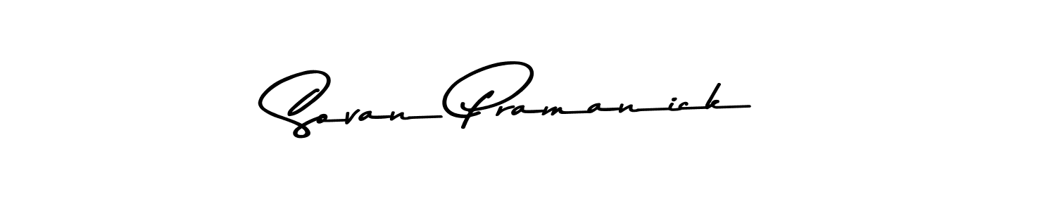 Create a beautiful signature design for name Sovan Pramanick. With this signature (Asem Kandis PERSONAL USE) fonts, you can make a handwritten signature for free. Sovan Pramanick signature style 9 images and pictures png