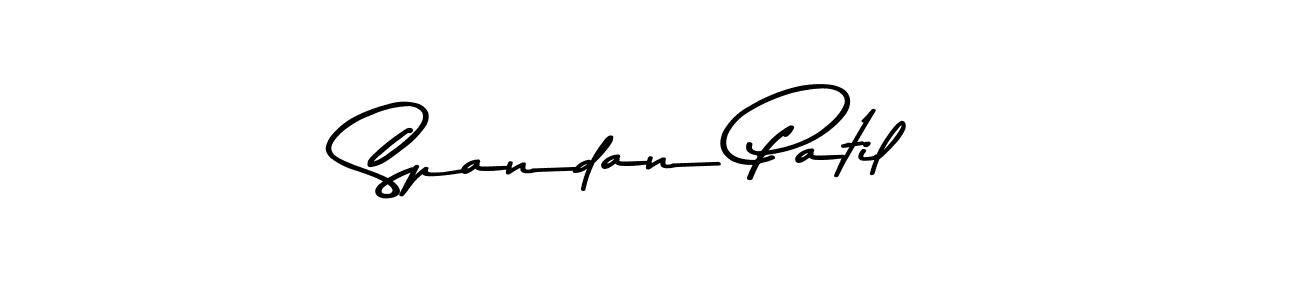 Make a beautiful signature design for name Spandan Patil. With this signature (Asem Kandis PERSONAL USE) style, you can create a handwritten signature for free. Spandan Patil signature style 9 images and pictures png