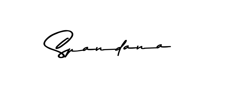 Make a beautiful signature design for name Spandana. With this signature (Asem Kandis PERSONAL USE) style, you can create a handwritten signature for free. Spandana signature style 9 images and pictures png
