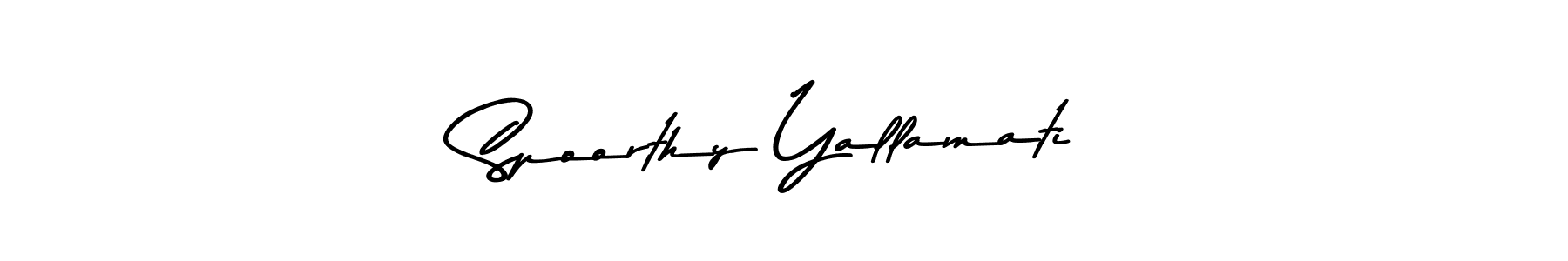 How to make Spoorthy Yallamati name signature. Use Asem Kandis PERSONAL USE style for creating short signs online. This is the latest handwritten sign. Spoorthy Yallamati signature style 9 images and pictures png