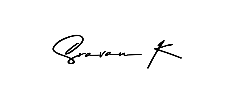 How to make Sravan K name signature. Use Asem Kandis PERSONAL USE style for creating short signs online. This is the latest handwritten sign. Sravan K signature style 9 images and pictures png