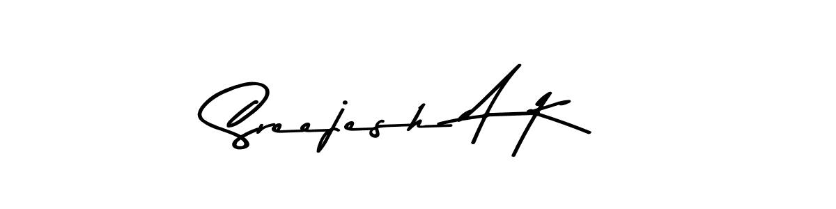 The best way (Asem Kandis PERSONAL USE) to make a short signature is to pick only two or three words in your name. The name Sreejesh A K include a total of six letters. For converting this name. Sreejesh A K signature style 9 images and pictures png