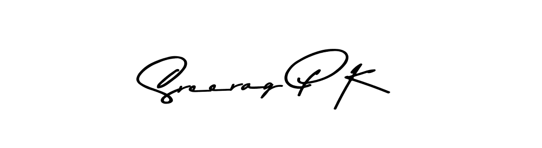 How to make Sreerag P K name signature. Use Asem Kandis PERSONAL USE style for creating short signs online. This is the latest handwritten sign. Sreerag P K signature style 9 images and pictures png