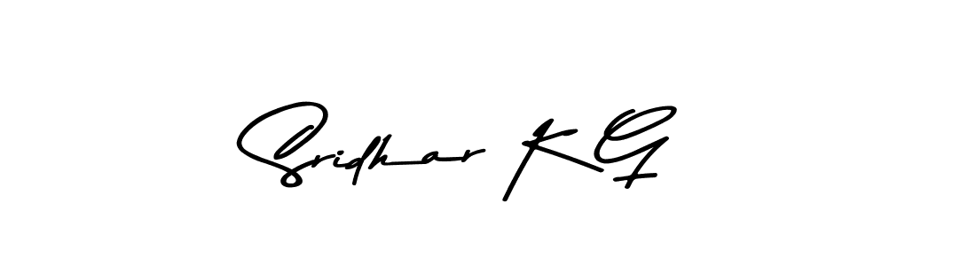 How to make Sridhar K G name signature. Use Asem Kandis PERSONAL USE style for creating short signs online. This is the latest handwritten sign. Sridhar K G signature style 9 images and pictures png