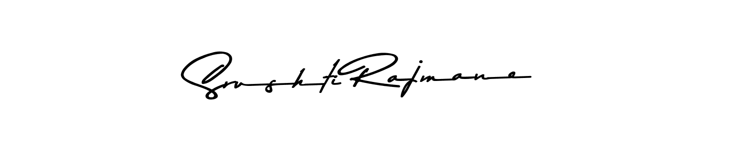 How to make Srushti Rajmane name signature. Use Asem Kandis PERSONAL USE style for creating short signs online. This is the latest handwritten sign. Srushti Rajmane signature style 9 images and pictures png