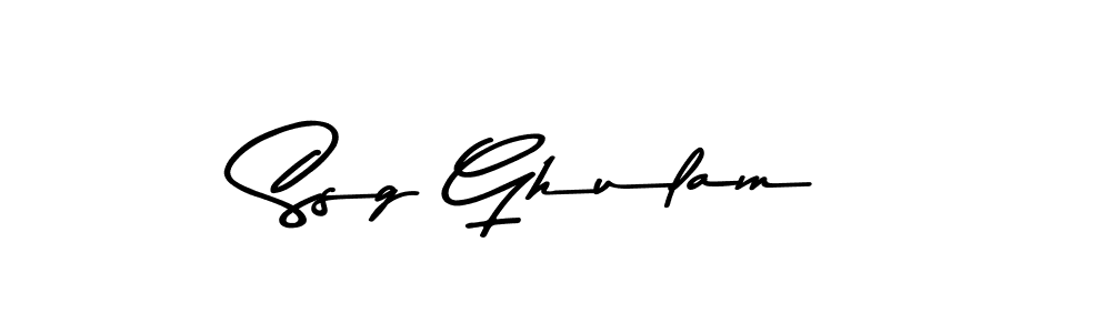 How to make Ssg Ghulam name signature. Use Asem Kandis PERSONAL USE style for creating short signs online. This is the latest handwritten sign. Ssg Ghulam signature style 9 images and pictures png