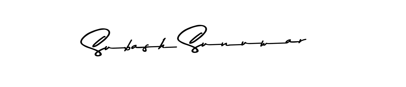 The best way (Asem Kandis PERSONAL USE) to make a short signature is to pick only two or three words in your name. The name Subash Sunuwar include a total of six letters. For converting this name. Subash Sunuwar signature style 9 images and pictures png