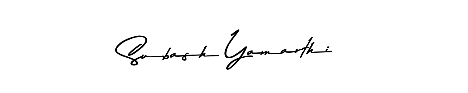 Create a beautiful signature design for name Subash Yamarthi. With this signature (Asem Kandis PERSONAL USE) fonts, you can make a handwritten signature for free. Subash Yamarthi signature style 9 images and pictures png