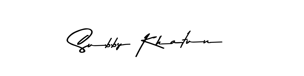 Create a beautiful signature design for name Subby Khatun. With this signature (Asem Kandis PERSONAL USE) fonts, you can make a handwritten signature for free. Subby Khatun signature style 9 images and pictures png