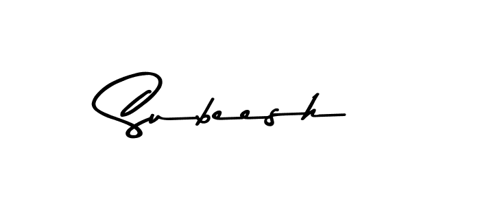 Make a beautiful signature design for name Subeesh. With this signature (Asem Kandis PERSONAL USE) style, you can create a handwritten signature for free. Subeesh signature style 9 images and pictures png