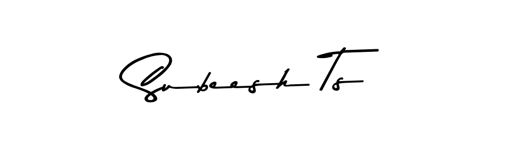 Create a beautiful signature design for name Subeesh Ts. With this signature (Asem Kandis PERSONAL USE) fonts, you can make a handwritten signature for free. Subeesh Ts signature style 9 images and pictures png