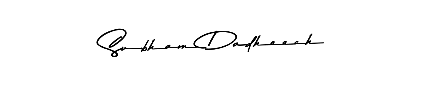 How to make Subham Dadheech signature? Asem Kandis PERSONAL USE is a professional autograph style. Create handwritten signature for Subham Dadheech name. Subham Dadheech signature style 9 images and pictures png