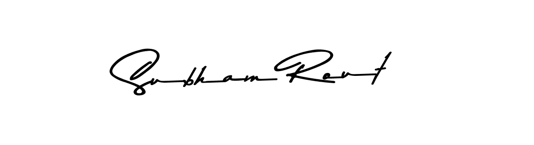 How to make Subham Rout name signature. Use Asem Kandis PERSONAL USE style for creating short signs online. This is the latest handwritten sign. Subham Rout signature style 9 images and pictures png