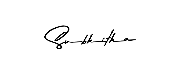 Make a beautiful signature design for name Subhitha. With this signature (Asem Kandis PERSONAL USE) style, you can create a handwritten signature for free. Subhitha signature style 9 images and pictures png