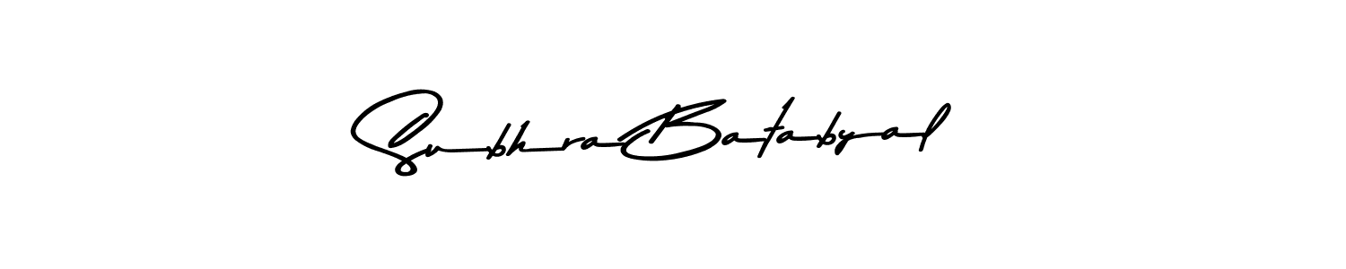 How to make Subhra Batabyal name signature. Use Asem Kandis PERSONAL USE style for creating short signs online. This is the latest handwritten sign. Subhra Batabyal signature style 9 images and pictures png