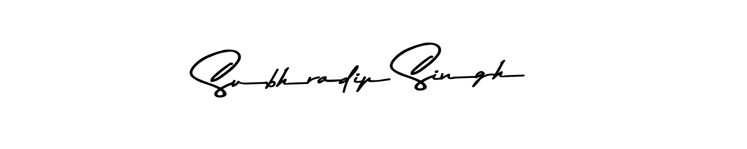 How to make Subhradip Singh name signature. Use Asem Kandis PERSONAL USE style for creating short signs online. This is the latest handwritten sign. Subhradip Singh signature style 9 images and pictures png