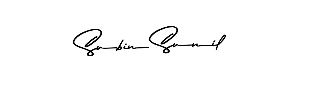 How to make Subin Sunil name signature. Use Asem Kandis PERSONAL USE style for creating short signs online. This is the latest handwritten sign. Subin Sunil signature style 9 images and pictures png