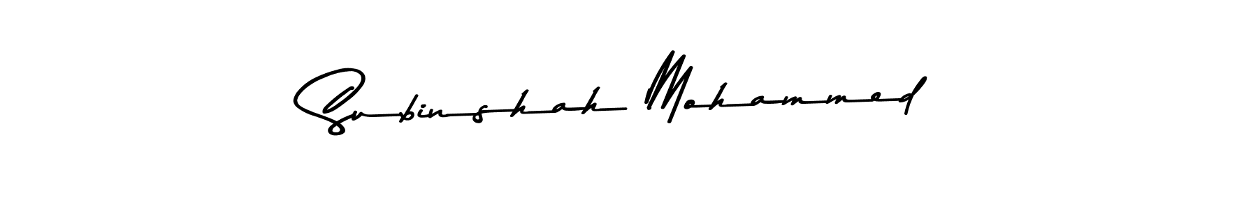 Make a beautiful signature design for name Subinshah Mohammed. With this signature (Asem Kandis PERSONAL USE) style, you can create a handwritten signature for free. Subinshah Mohammed signature style 9 images and pictures png