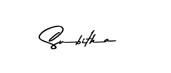 Create a beautiful signature design for name Subitha. With this signature (Asem Kandis PERSONAL USE) fonts, you can make a handwritten signature for free. Subitha signature style 9 images and pictures png