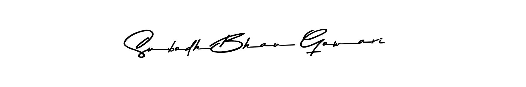 Create a beautiful signature design for name Subodh Bhau Gowari. With this signature (Asem Kandis PERSONAL USE) fonts, you can make a handwritten signature for free. Subodh Bhau Gowari signature style 9 images and pictures png