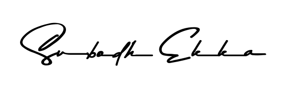 A modern signature idea for name Subodh Ekka using Asem Kandis PERSONAL USE font. Clean strokes and elegant curves make it stand out instantly. Subodh Ekka signature style 9 images and pictures png