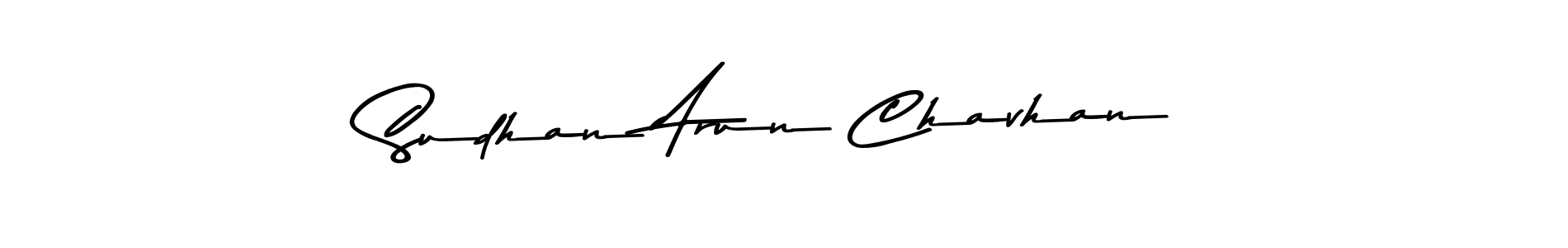 How to make Sudhan Arun Chavhan name signature. Use Asem Kandis PERSONAL USE style for creating short signs online. This is the latest handwritten sign. Sudhan Arun Chavhan signature style 9 images and pictures png
