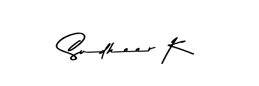 Create a beautiful signature design for name Sudheer K. With this signature (Asem Kandis PERSONAL USE) fonts, you can make a handwritten signature for free. Sudheer K signature style 9 images and pictures png