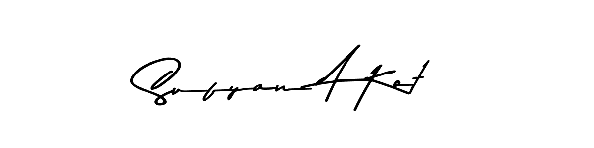 The best way (Asem Kandis PERSONAL USE) to make a short signature is to pick only two or three words in your name. The name Sufyan A Kot include a total of six letters. For converting this name. Sufyan A Kot signature style 9 images and pictures png