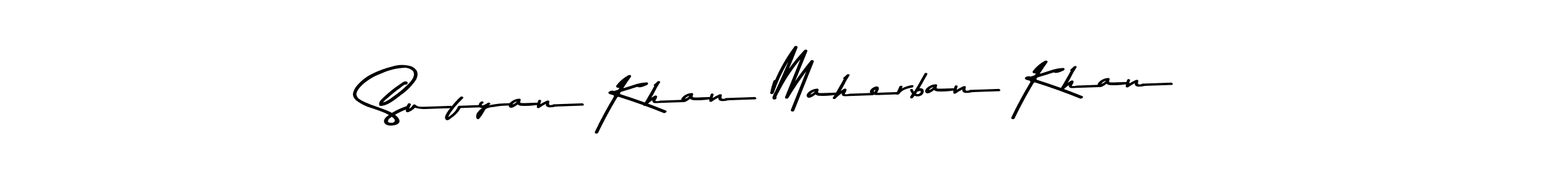 Create a beautiful signature design for name Sufyan Khan Maherban Khan. With this signature (Asem Kandis PERSONAL USE) fonts, you can make a handwritten signature for free. Sufyan Khan Maherban Khan signature style 9 images and pictures png