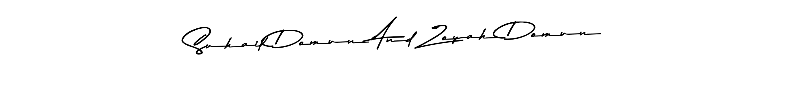 Create a beautiful signature design for name Suhail Domun And Zoyah Domun. With this signature (Asem Kandis PERSONAL USE) fonts, you can make a handwritten signature for free. Suhail Domun And Zoyah Domun signature style 9 images and pictures png