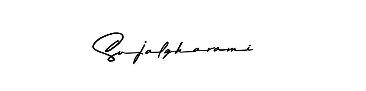 How to make Sujalgharami name signature. Use Asem Kandis PERSONAL USE style for creating short signs online. This is the latest handwritten sign. Sujalgharami signature style 9 images and pictures png