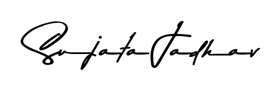 A stylish, flowing autograph style designed for name Sujata Jadhav using Asem Kandis PERSONAL USE typography. Perfect for digital creative projects. Sujata Jadhav signature style 9 images and pictures png