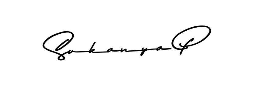 Make a beautiful signature design for name Sukanya P. With this signature (Asem Kandis PERSONAL USE) style, you can create a handwritten signature for free. Sukanya P signature style 9 images and pictures png