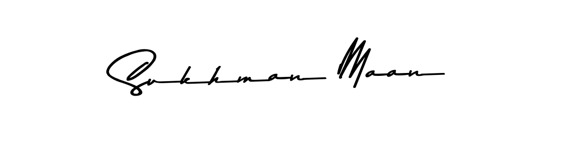 Make a beautiful signature design for name Sukhman Maan. With this signature (Asem Kandis PERSONAL USE) style, you can create a handwritten signature for free. Sukhman Maan signature style 9 images and pictures png