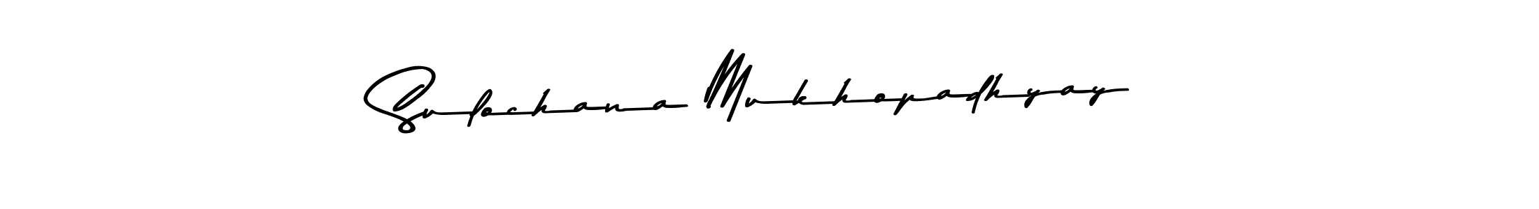 How to make Sulochana Mukhopadhyay name signature. Use Asem Kandis PERSONAL USE style for creating short signs online. This is the latest handwritten sign. Sulochana Mukhopadhyay signature style 9 images and pictures png