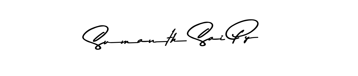 How to make Sumanth Sai Py name signature. Use Asem Kandis PERSONAL USE style for creating short signs online. This is the latest handwritten sign. Sumanth Sai Py signature style 9 images and pictures png