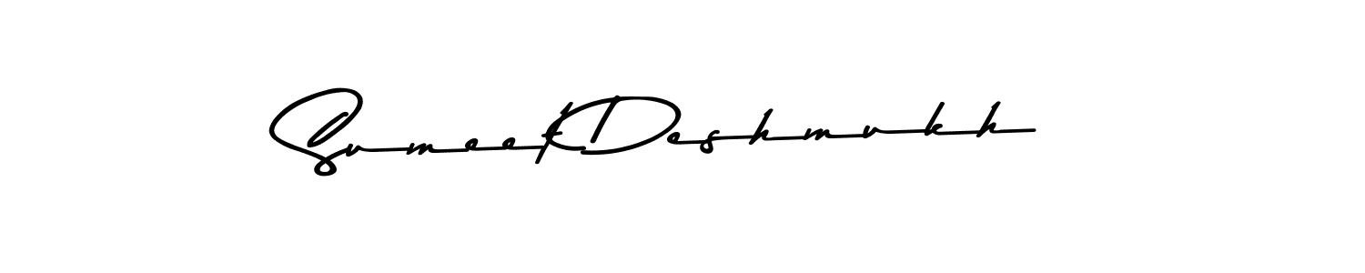 How to make Sumeet Deshmukh name signature. Use Asem Kandis PERSONAL USE style for creating short signs online. This is the latest handwritten sign. Sumeet Deshmukh signature style 9 images and pictures png