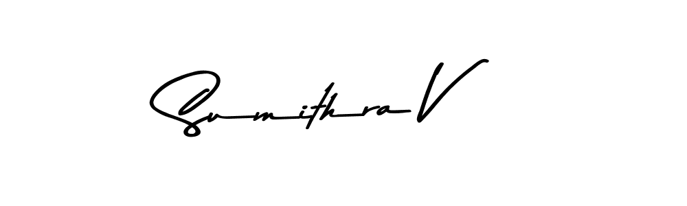 Make a beautiful signature design for name Sumithra V. With this signature (Asem Kandis PERSONAL USE) style, you can create a handwritten signature for free. Sumithra V signature style 9 images and pictures png