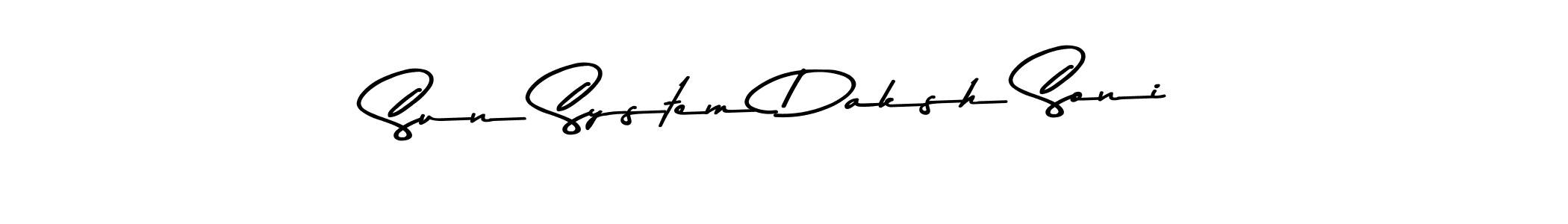 How to make Sun System Daksh Soni name signature. Use Asem Kandis PERSONAL USE style for creating short signs online. This is the latest handwritten sign. Sun System Daksh Soni signature style 9 images and pictures png